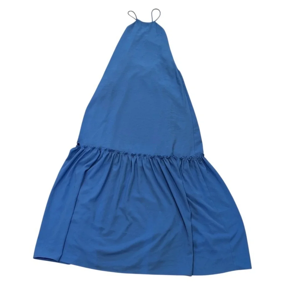 Vici Halter-Style Women's Sleeveless Dress Blue Polyester-Spandex Size Small